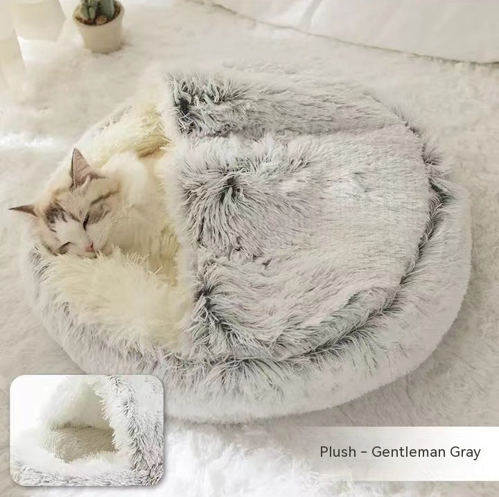 Pet Glimmer™ 2-in-1 Hooded Cat Bed, Calming Nest, Cozy Pod for Indoor Cats or Small Dogs