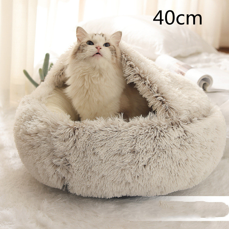 Pet Glimmer™ 2-in-1 Hooded Cat Bed, Calming Nest, Cozy Pod for Indoor Cats or Small Dogs