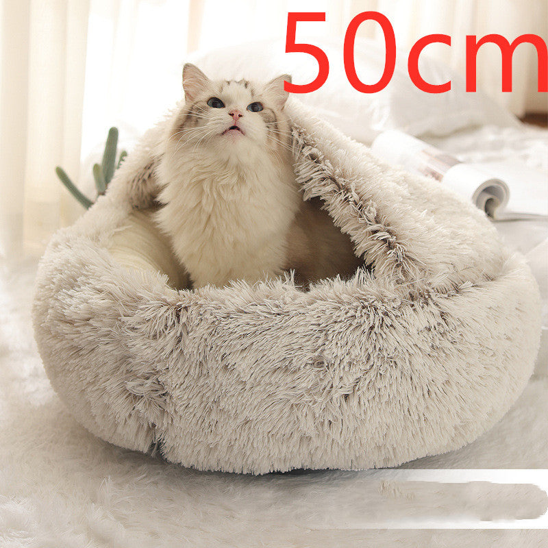Pet Glimmer™ 2-in-1 Hooded Cat Bed, Calming Nest, Cozy Pod for Indoor Cats or Small Dogs