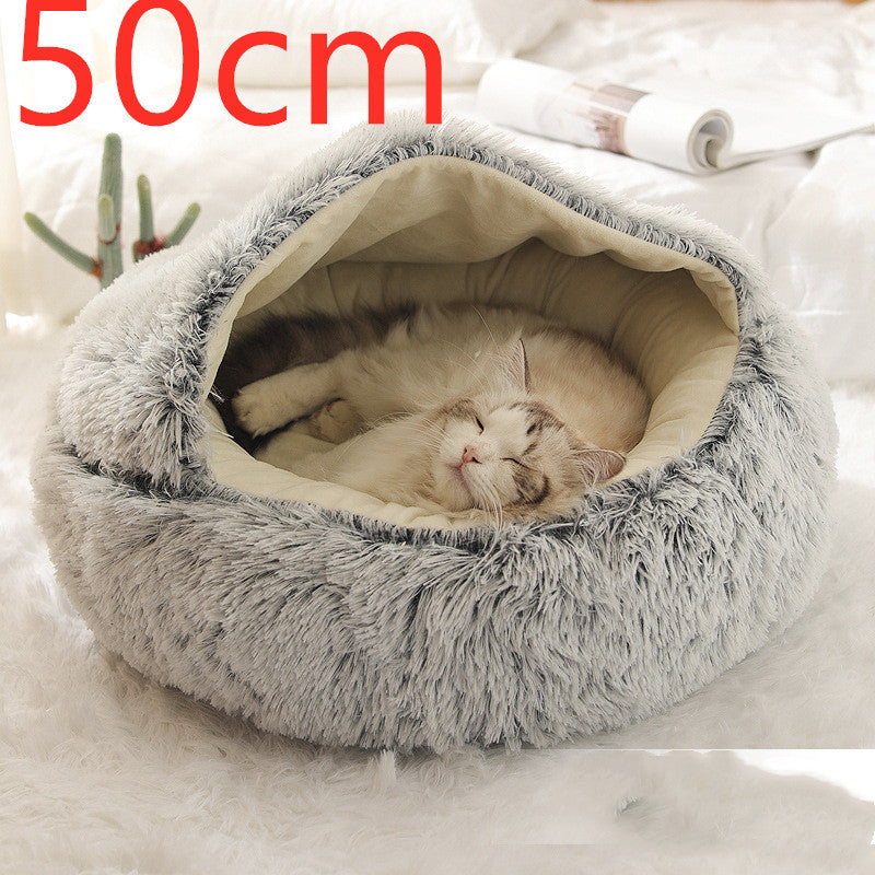 Pet Glimmer™ 2-in-1 Hooded Cat Bed, Calming Nest, Cozy Pod for Indoor Cats or Small Dogs