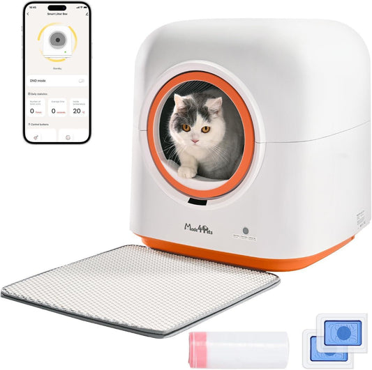 Pet Glimmer™ 60L Self-Cleaning Litter Box – Smart Automatic Litter Box with App Control & Odor Control