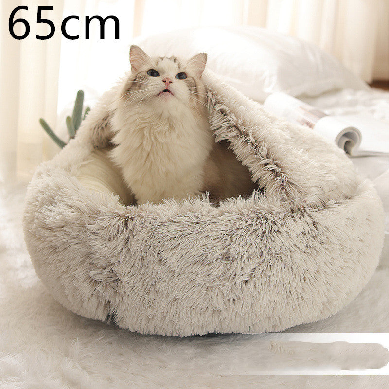 Pet Glimmer™ 2-in-1 Hooded Cat Bed, Calming Nest, Cozy Pod for Indoor Cats or Small Dogs