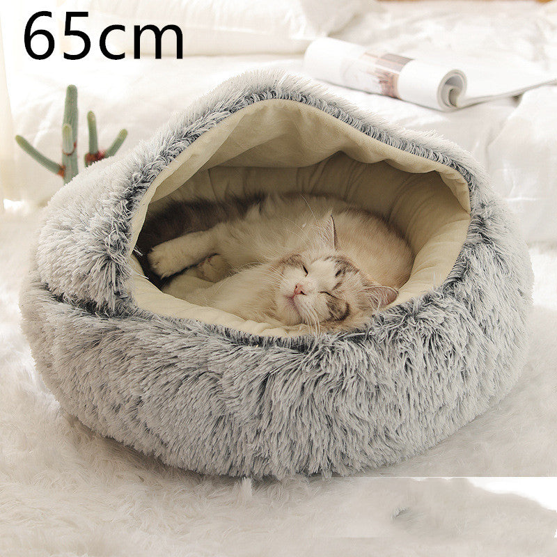 Pet Glimmer™ 2-in-1 Hooded Cat Bed, Calming Nest, Cozy Pod for Indoor Cats or Small Dogs