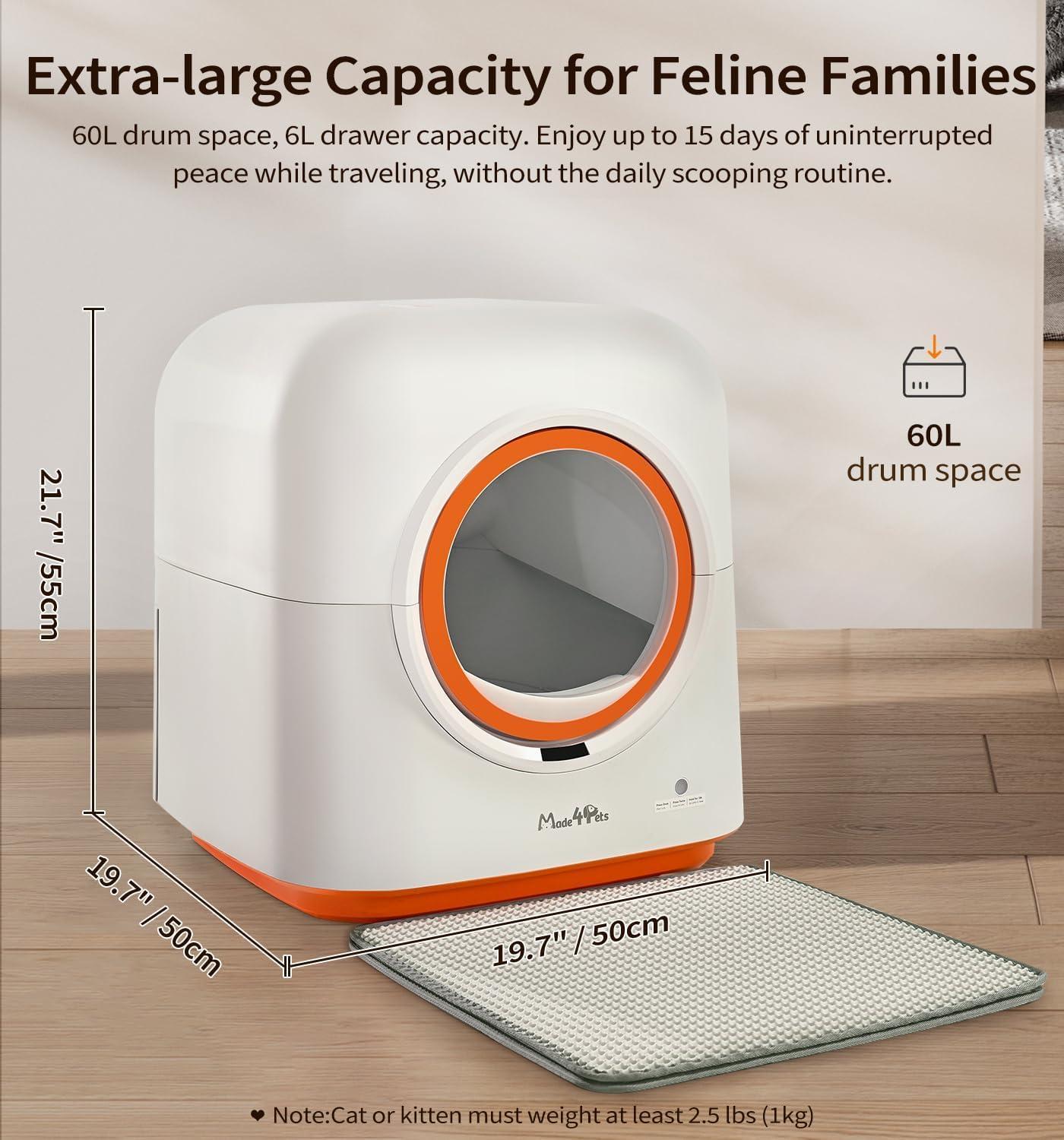 Pet Glimmer™ 60L Self-Cleaning Litter Box – Smart Automatic Litter Box with App Control & Odor Control