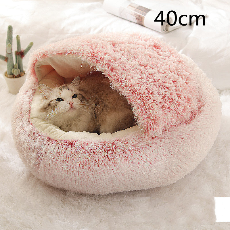 Pet Glimmer™ 2-in-1 Hooded Cat Bed, Calming Nest, Cozy Pod for Indoor Cats or Small Dogs