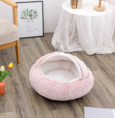 Pet Glimmer™ 2-in-1 Hooded Cat Bed, Calming Nest, Cozy Pod for Indoor Cats or Small Dogs