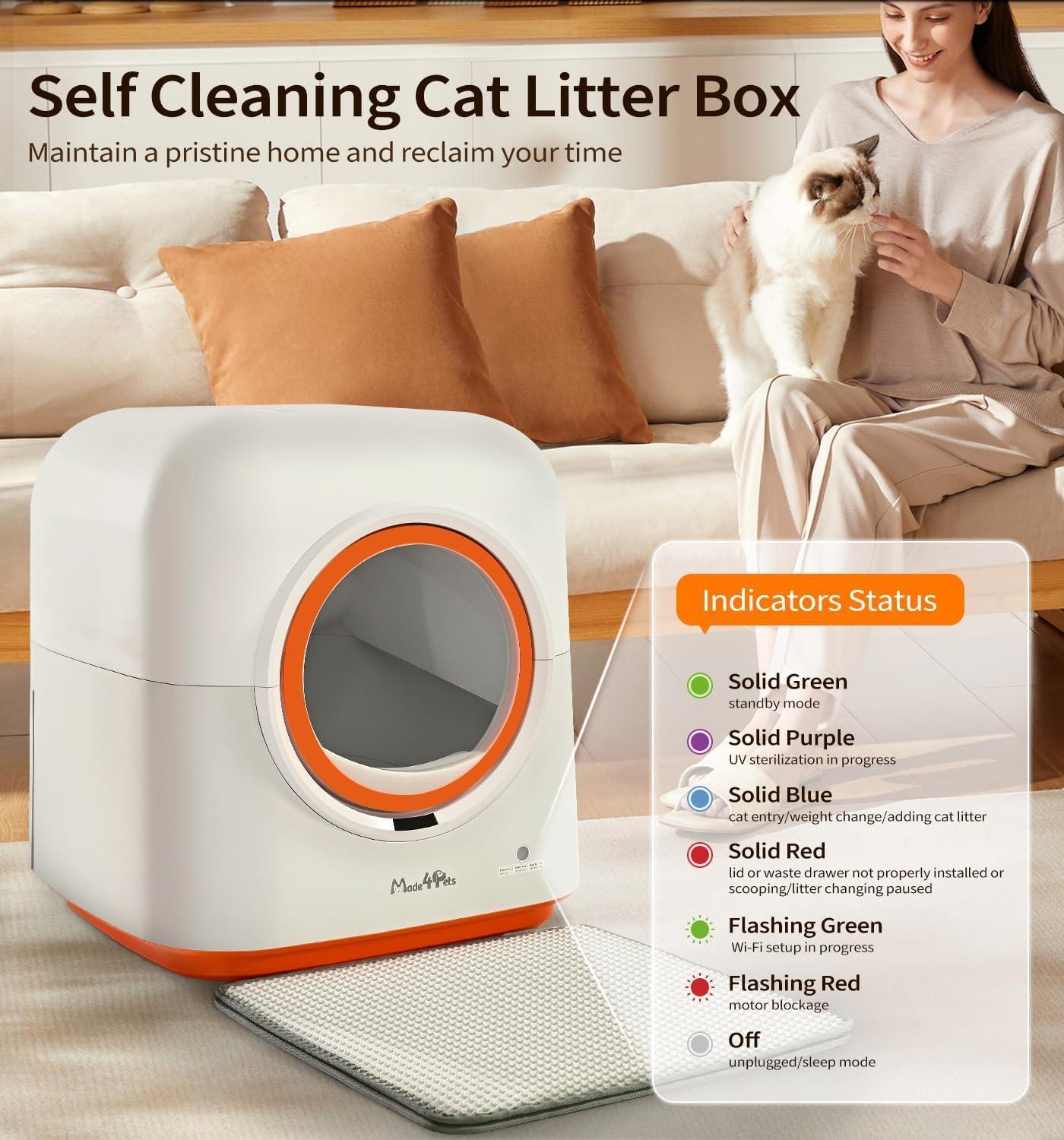 Pet Glimmer™ 60L Self-Cleaning Litter Box – Smart Automatic Litter Box with App Control & Odor Control