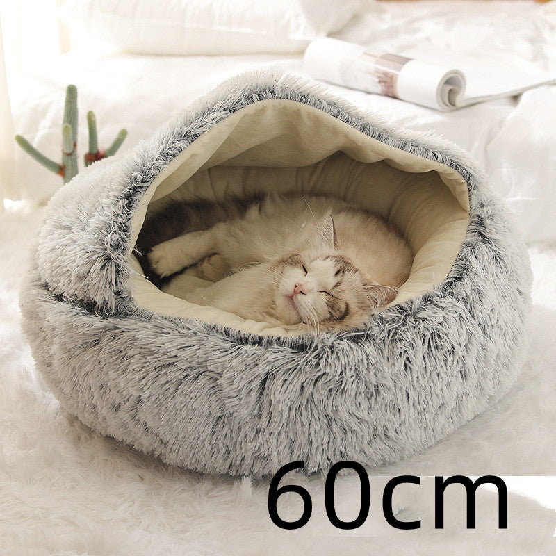Pet Glimmer™ 2-in-1 Hooded Cat Bed, Calming Nest, Cozy Pod for Indoor Cats or Small Dogs