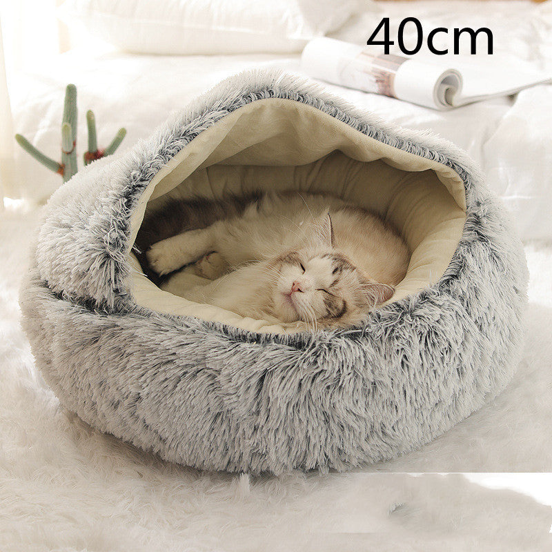 Pet Glimmer™ 2-in-1 Hooded Cat Bed, Calming Nest, Cozy Pod for Indoor Cats or Small Dogs
