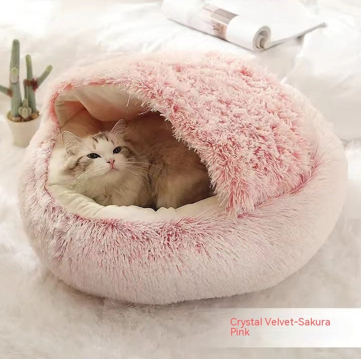 Pet Glimmer™ 2-in-1 Hooded Cat Bed, Calming Nest, Cozy Pod for Indoor Cats or Small Dogs