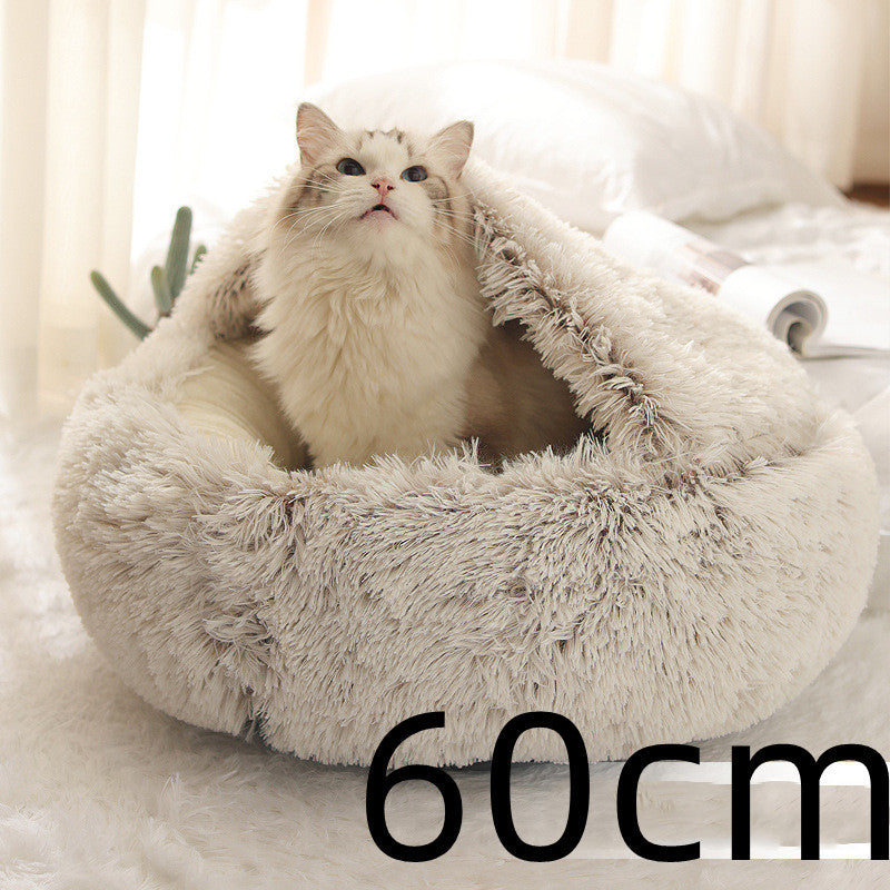 Pet Glimmer™ 2-in-1 Hooded Cat Bed, Calming Nest, Cozy Pod for Indoor Cats or Small Dogs