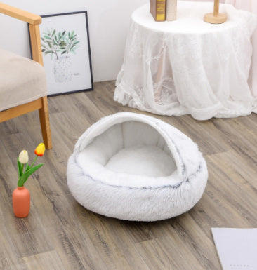 Pet Glimmer™ 2-in-1 Hooded Cat Bed, Calming Nest, Cozy Pod for Indoor Cats or Small Dogs
