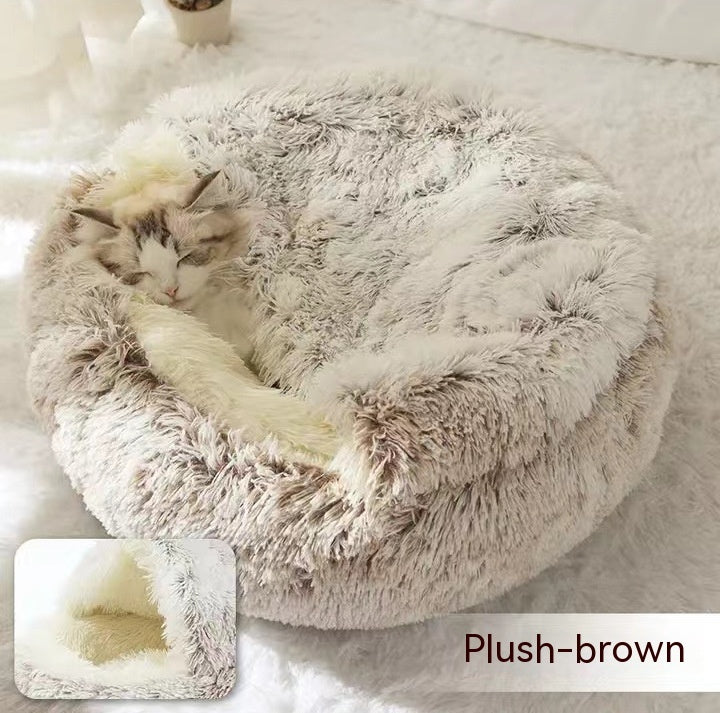 Pet Glimmer™ 2-in-1 Hooded Cat Bed, Calming Nest, Cozy Pod for Indoor Cats or Small Dogs