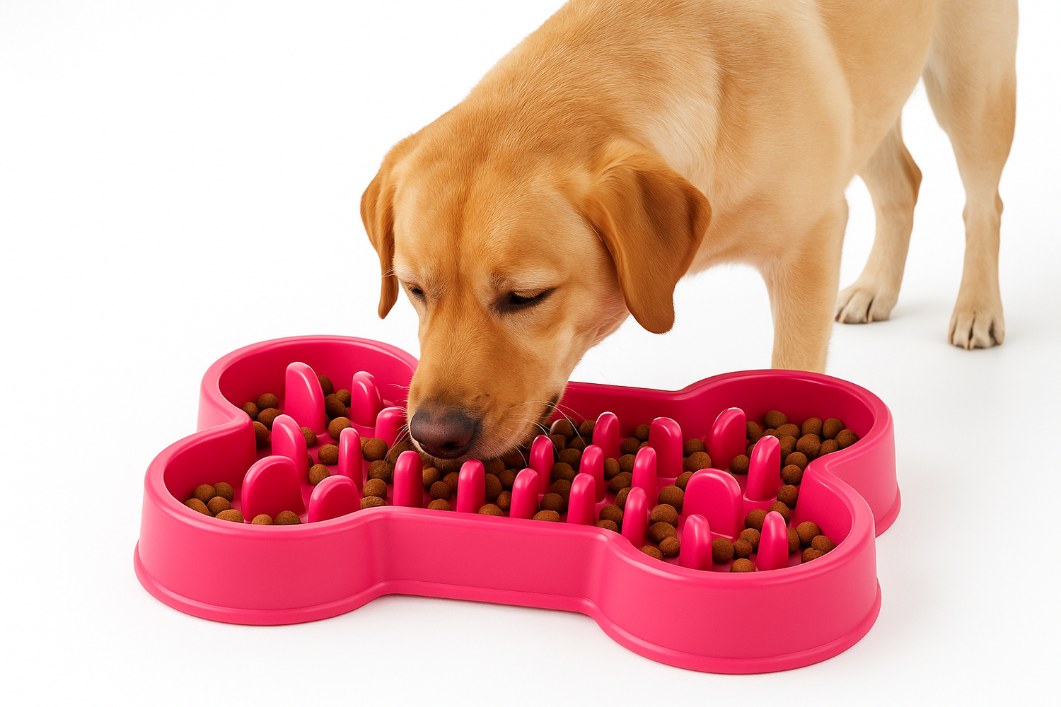 Professional slow feeder bowl with happy dog